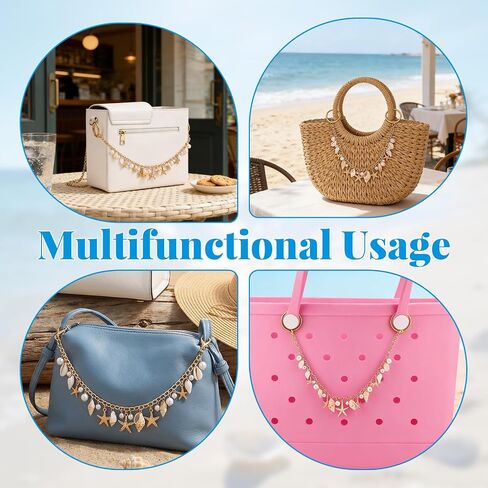 Beach Bag Charm Chain, Fashion Beach Pearl Starfish Conch Handbag Chain Funny Ocean Bag Charm for Crossbody & Handbag Decorative Accessory in Kuwait
