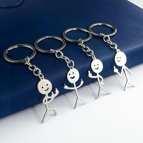 4PCS Middle Finger Keychain Funny Keychains for Men Matching Keychains for Couples Cool Gifts for Friends(Silver) in Saudi Arabia