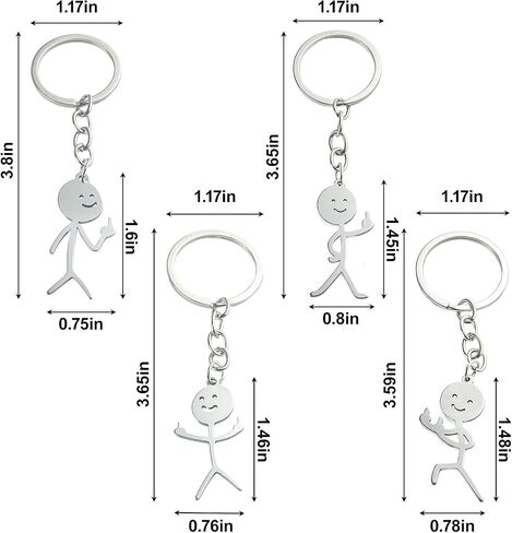 4PCS Middle Finger Keychain Funny Keychains for Men Matching Keychains for Couples Cool Gifts for Friends(Silver) in Saudi Arabia
