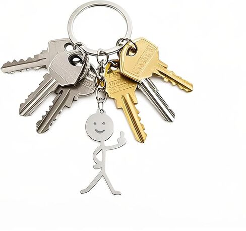 4PCS Middle Finger Keychain Funny Keychains for Men Matching Keychains for Couples Cool Gifts for Friends(Silver) in Saudi Arabia