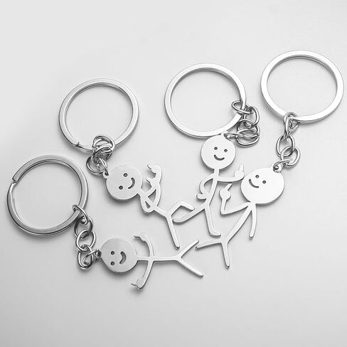4PCS Middle Finger Keychain Funny Keychains for Men Matching Keychains for Couples Cool Gifts for Friends(Silver) in Saudi Arabia