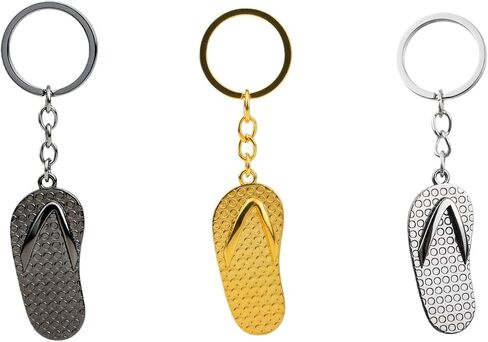 3 Pack Set Slipper Keychain for Women Men,Gold Silver and Black Flip flop Sandal Pendant Bag Charms Keychains Accessories Gifts For Car Key Ring,Backpacks,Purse in Saudi Arabia