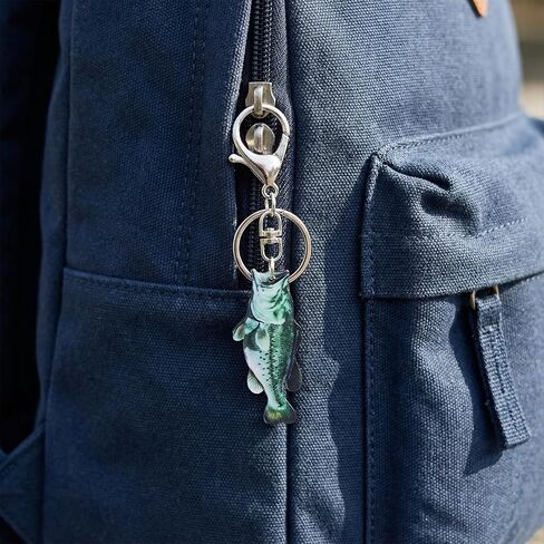 2 Pack Bass Fishing Keychains for Men, Acrylic Fish Key Chain Set for Fisherman Dad Boyfriend, Lightweight Green Bass Lover Gifts for Birthday Christmas Fathers Day in Kuwait