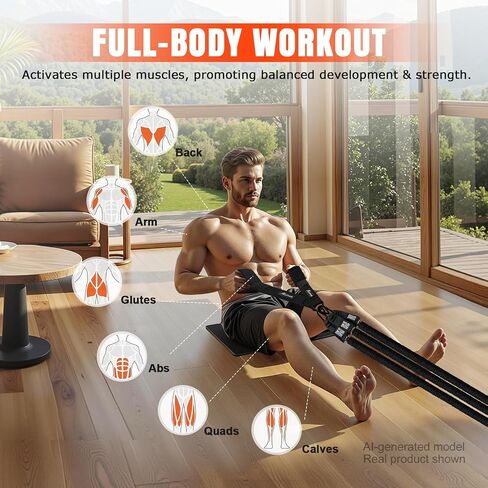 Rowing Resistance Bands, Best Replacement for Rowing Machine, Home Gym Workout Equipment for arms, Shoulders, core, Back, Glutes and Legs, Rowing Workout, Cardio, Low-Impact, Portable Home Gym in Kuwait