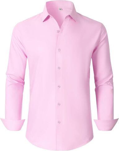 Ruisin Soft Wrinkle-Free Men's Dress Shirts Solid Long Sleeve Formal Shirt Business Casual Button Down Shirts Tall XXS-6XL in Kuwait