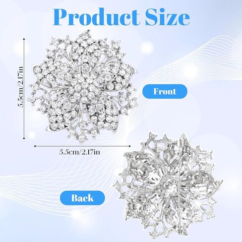 Large Brooches for Women, Flower-shape Large Rhinestone Brooch, Zinc Alloy Brooches for Woman Dresses,for Sweaters, Cardigan, Blouse, Shawl, Jacket, Dresses, Hats, Collar,White in Saudi Arabia