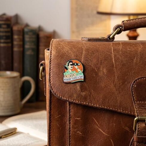 Retro Woman Pin - Funny Vintage Lady Attitude Enamel Pins Brooch with "Oh Look Nobody Gives a Shit" for Backpacks, Jackets, Hats. Sarcastic Housewife Brooches Gifts for Girls, Adults, Mother, Friends in Saudi Arabia