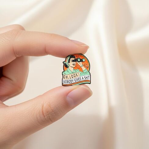 Retro Woman Pin - Funny Vintage Lady Attitude Enamel Pins Brooch with "Oh Look Nobody Gives a Shit" for Backpacks, Jackets, Hats. Sarcastic Housewife Brooches Gifts for Girls, Adults, Mother, Friends in Saudi Arabia