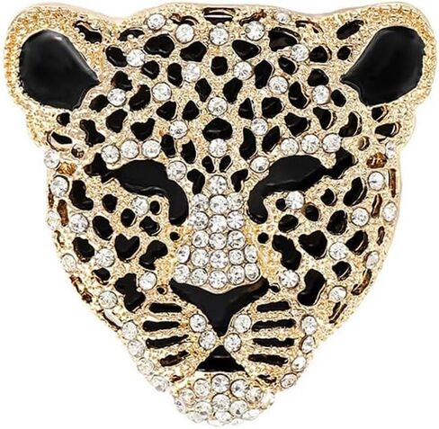 Rhinestone Leopard Head Brooch Pin for Women Vintage Gold Silver Black Leopards Brooch Pin Trendy Clothing Hat Bag Accessories Christmas Birthday Party Jewelry in Kuwait