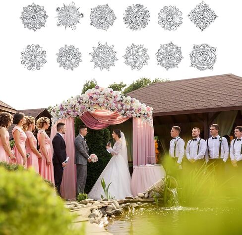12Pcs Rhinestone Flower Brooch Pins Set Crystal Rhinestone Brooches for Women Silver Brooch Pins Decorative Pins Fashion Jewelry Pins for Women DIY Bridal Wedding Bouquet in Saudi Arabia