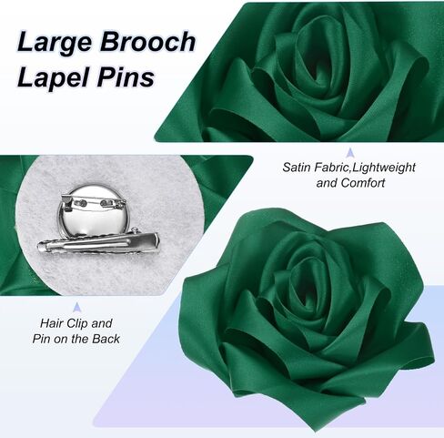 M METERXITY Rose Flower Brooches and Pins for Women, Handmade Lapel Pins Dainty Satin Fabric Big Rose Hair Flowers Clips in Kuwait