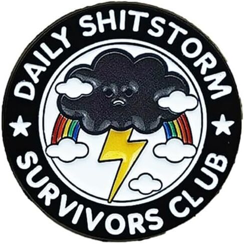 Daily Shitstorm Survivors Club Enamel Pin, Funny Storm Cloud Lapel Pin, Humorous Brooch Badge for Backpacks, Hats, Jackets, Novelty Gift for Friends, Coworkers & Mental Health Supporters in Saudi Arabia