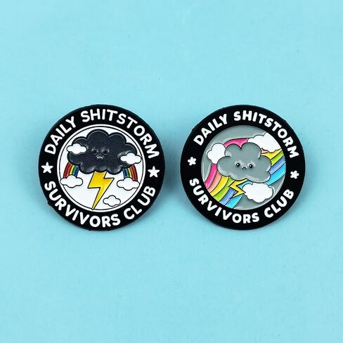 Daily Shitstorm Survivors Club Enamel Pin, Funny Storm Cloud Lapel Pin, Humorous Brooch Badge for Backpacks, Hats, Jackets, Novelty Gift for Friends, Coworkers & Mental Health Supporters in Saudi Arabia