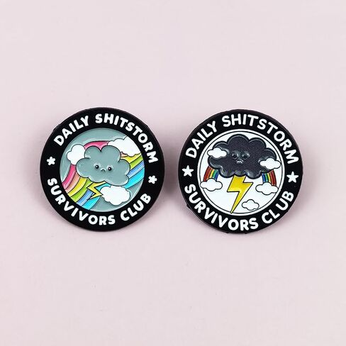 Daily Shitstorm Survivors Club Enamel Pin, Funny Storm Cloud Lapel Pin, Humorous Brooch Badge for Backpacks, Hats, Jackets, Novelty Gift for Friends, Coworkers & Mental Health Supporters in Saudi Arabia