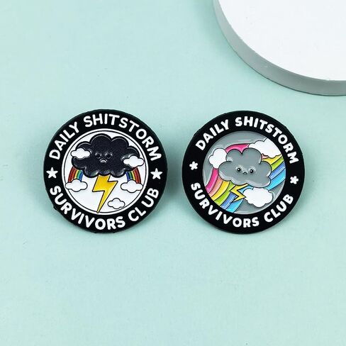 Daily Shitstorm Survivors Club Enamel Pin, Funny Storm Cloud Lapel Pin, Humorous Brooch Badge for Backpacks, Hats, Jackets, Novelty Gift for Friends, Coworkers & Mental Health Supporters in Saudi Arabia