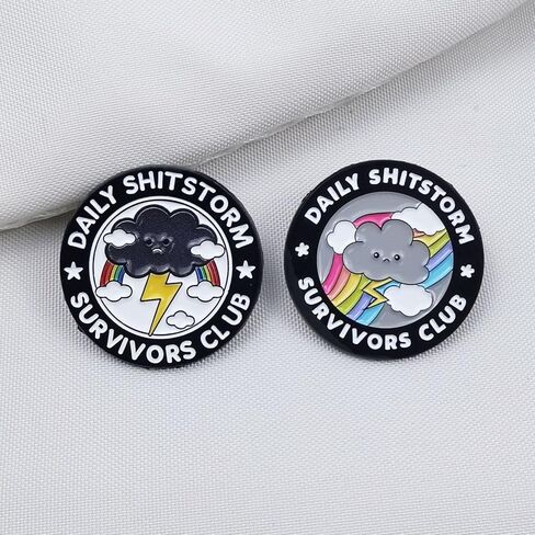 Daily Shitstorm Survivors Club Enamel Pin, Funny Storm Cloud Lapel Pin, Humorous Brooch Badge for Backpacks, Hats, Jackets, Novelty Gift for Friends, Coworkers & Mental Health Supporters in Saudi Arabia