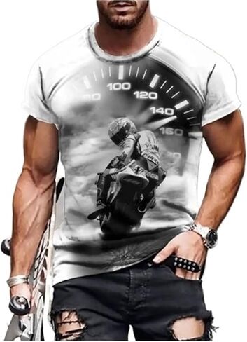 Men's T-Shirt Summer Outdoor Casual Round Neck Short Sleeve Top Striped Printed Style Oversize Loose in Kuwait
