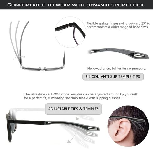Missfive 2 Pack Upgraded TR90 Reading Sunglasses Men, Sporty Full Lens UV400 Protection Sun Readers Metal Spring Hinge in Saudi Arabia