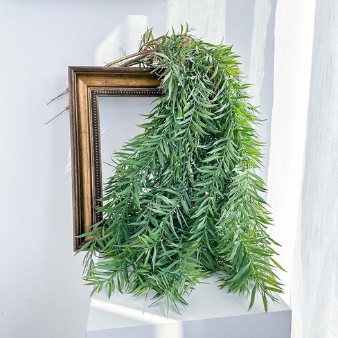 3 Fake Hanging Plants of Lambs Ear Stems with Roots, 47.24 inch Faux Hanging Greenery Plastic Plants for Party Home Office Farmhouse Greenery Wall, Ceiling, Bathroom, Porch Spring Decor in Saudi Arabia