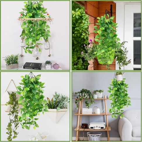 2 Pcs Fake Hanging Plants Vines for Room Decor, 3.6 ft Artificial Ivy Greenery Garlands Small Potted Plants for Indoor Outdoor Home Bedroom Living Aesthetic Kitchen Office Wall Patio Living Room Decor in Saudi Arabia