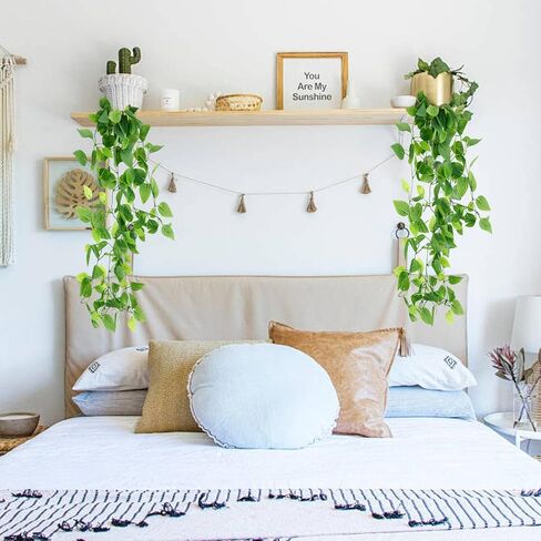 2 Pcs Fake Hanging Plants Vines for Room Decor, 3.6 ft Artificial Ivy Greenery Garlands Small Potted Plants for Indoor Outdoor Home Bedroom Living Aesthetic Kitchen Office Wall Patio Living Room Decor in Saudi Arabia