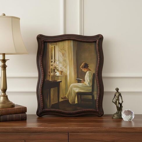 إطارات صور مزخرفة مقاس 8 × 10 - إطارات صور عتيقة فريدة مقاس 8 × 10، إطار عتيق مقاس 8 × 10 مع واجهة زجاجية لعرض الصور على سطح الطاولة والتعليق على الحائط، إطار مموج فاخر مقاس 8 × 10 (بني خشبي، 8 × 10) in Kuwait