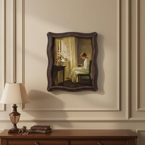 إطارات صور مزخرفة مقاس 8 × 10 - إطارات صور عتيقة فريدة مقاس 8 × 10، إطار عتيق مقاس 8 × 10 مع واجهة زجاجية لعرض الصور على سطح الطاولة والتعليق على الحائط، إطار مموج فاخر مقاس 8 × 10 (بني خشبي، 8 × 10) in Kuwait