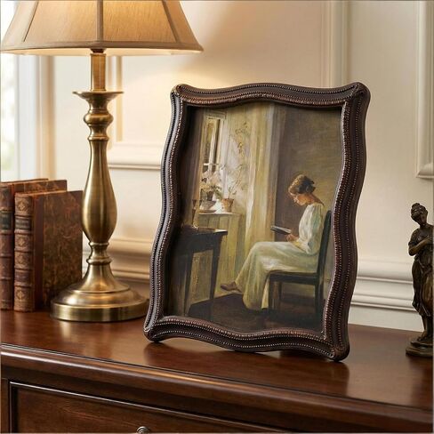 إطارات صور مزخرفة مقاس 8 × 10 - إطارات صور عتيقة فريدة مقاس 8 × 10، إطار عتيق مقاس 8 × 10 مع واجهة زجاجية لعرض الصور على سطح الطاولة والتعليق على الحائط، إطار مموج فاخر مقاس 8 × 10 (بني خشبي، 8 × 10) in Kuwait