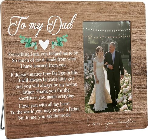 Dad Picture Frame Gifts from Daughter, Father of The Bride Gifts, To My Dad Wooden Picture Frames, 4x6 inch Photo in Saudi Arabia
