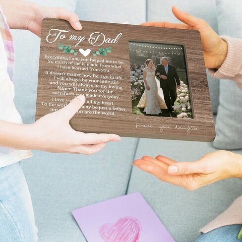 Dad Picture Frame Gifts from Daughter, Father of The Bride Gifts, To My Dad Wooden Picture Frames, 4x6 inch Photo in Saudi Arabia