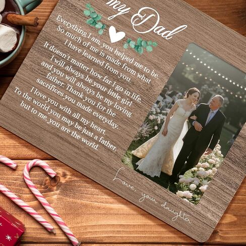 Dad Picture Frame Gifts from Daughter, Father of The Bride Gifts, To My Dad Wooden Picture Frames, 4x6 inch Photo in Saudi Arabia