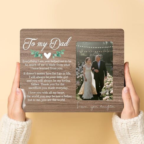 Dad Picture Frame Gifts from Daughter, Father of The Bride Gifts, To My Dad Wooden Picture Frames, 4x6 inch Photo in Saudi Arabia