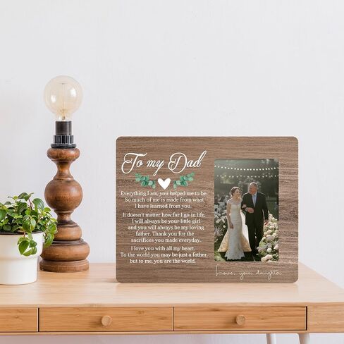 Dad Picture Frame Gifts from Daughter, Father of The Bride Gifts, To My Dad Wooden Picture Frames, 4x6 inch Photo in Saudi Arabia