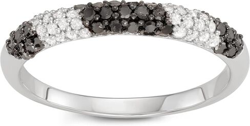 1/2 Carat Total Weight (cttw) Sterling Silver Black/Blue Diamonds and White Diamond Ring for Women in Saudi Arabia