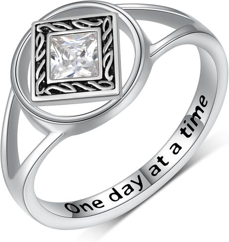 AA Sobriety Gifts 925 Sterling Silver NA Narcotics Anonymous Ring Stay Sober Recovery NA Jewelry Sobriety Gifts for Women in Kuwait