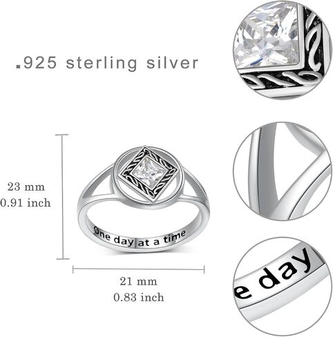 AA Sobriety Gifts 925 Sterling Silver NA Narcotics Anonymous Ring Stay Sober Recovery NA Jewelry Sobriety Gifts for Women in Kuwait