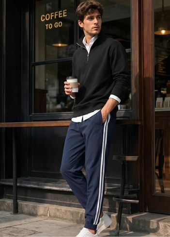 Safort Men's Sweatpants with Zipper Pockets Lightweight Tapered Joggers Athletic Workout with Cuffed 30"/32"/34" in Saudi Arabia