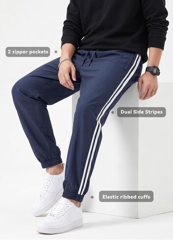 Safort Men's Sweatpants with Zipper Pockets Lightweight Tapered Joggers Athletic Workout with Cuffed 30"/32"/34" in Saudi Arabia