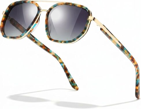 HASFOX Acetate Retro Polarized Sunglasses for Women, Vintage 90s Tangle Free Aviator, UV400 Anti Glare Shades H8610 in Saudi Arabia