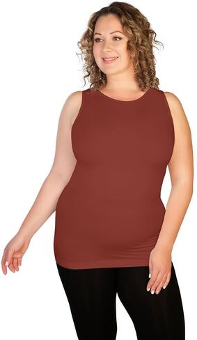 skinnytees Plus Size High Neck Tank Top – Seamless Sleeveless Layering Shirt for Women – Comfortable Stretch Fit in Saudi Arabia