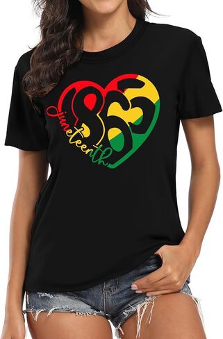 MAIHUN Juneteenth Heart Shirt Black History Afro American African Freedom 1865 T-Shirt Black Culture Short Sleeve in Kuwait