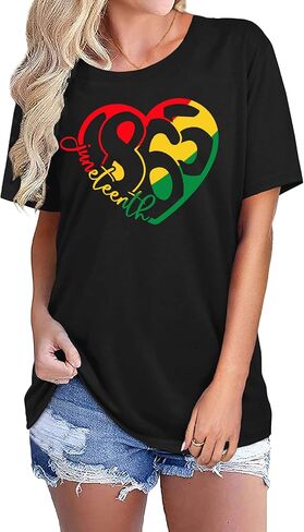 MAIHUN Juneteenth Heart Shirt Black History Afro American African Freedom 1865 T-Shirt Black Culture Short Sleeve in Kuwait