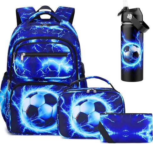 Bevalsa Backpack for Boys, Lightning School Bags with Lunch Bag & Pen Case for Kids, Bookbag for Boys Girls Teens Elementary Middle High School in Saudi Arabia