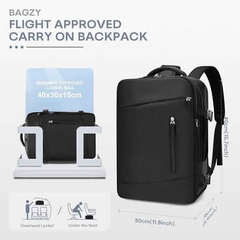 40x30x15cm Personal Item Bag Underseat Travel Backpack 17x13x9 Inches Underseat Personal Item Bag Carry on Luggage with Shoe Compartment Flight Approved for College Weekender Men Women Black in Saudi Arabia