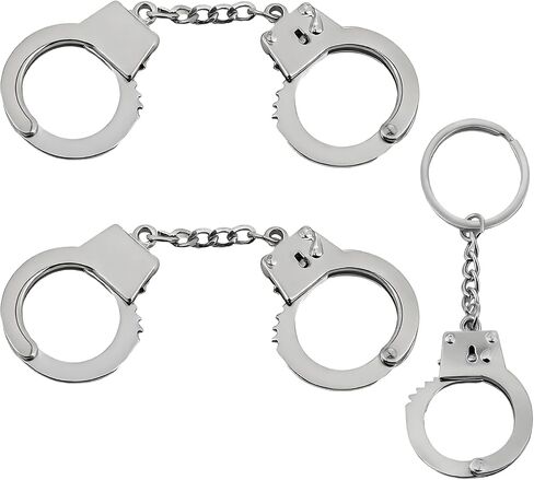 3Pcs Mini Silver Handcuffs Keyring, Metal Holder Keychain Security Potable, Police Gift in Saudi Arabia