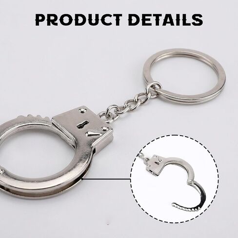 3Pcs Mini Silver Handcuffs Keyring, Metal Holder Keychain Security Potable, Police Gift in Saudi Arabia