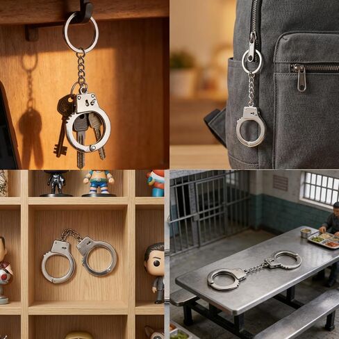 3Pcs Mini Silver Handcuffs Keyring, Metal Holder Keychain Security Potable, Police Gift in Saudi Arabia