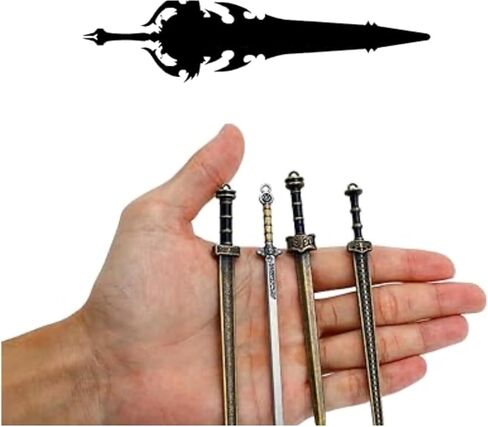 4 Pcs Mini Katana Keychain Set - Chinese Ancient Metal Mini Sword Keychain with Pull-Out Blade, Letter Opener, Collectible Ornaments in Saudi Arabia