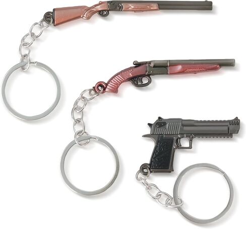 3 PCS Miniature Metal Keychain,Mini Gun Model Keychain,Realistic Zinc Alloy Pistol Charms,Heavyweight Collectible Keyring,Cool Gadget Gift for Car Keys Backpack Bag Purse for Men Women in Saudi Arabia