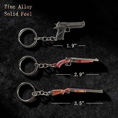 3 PCS Miniature Metal Keychain,Mini Gun Model Keychain,Realistic Zinc Alloy Pistol Charms,Heavyweight Collectible Keyring,Cool Gadget Gift for Car Keys Backpack Bag Purse for Men Women in Saudi Arabia